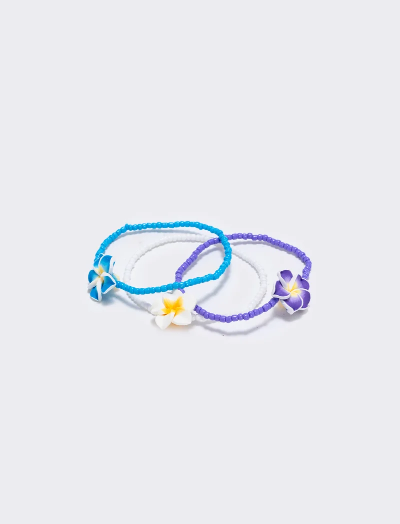 Bracciali elastici 3pz con fiore - Multicolore