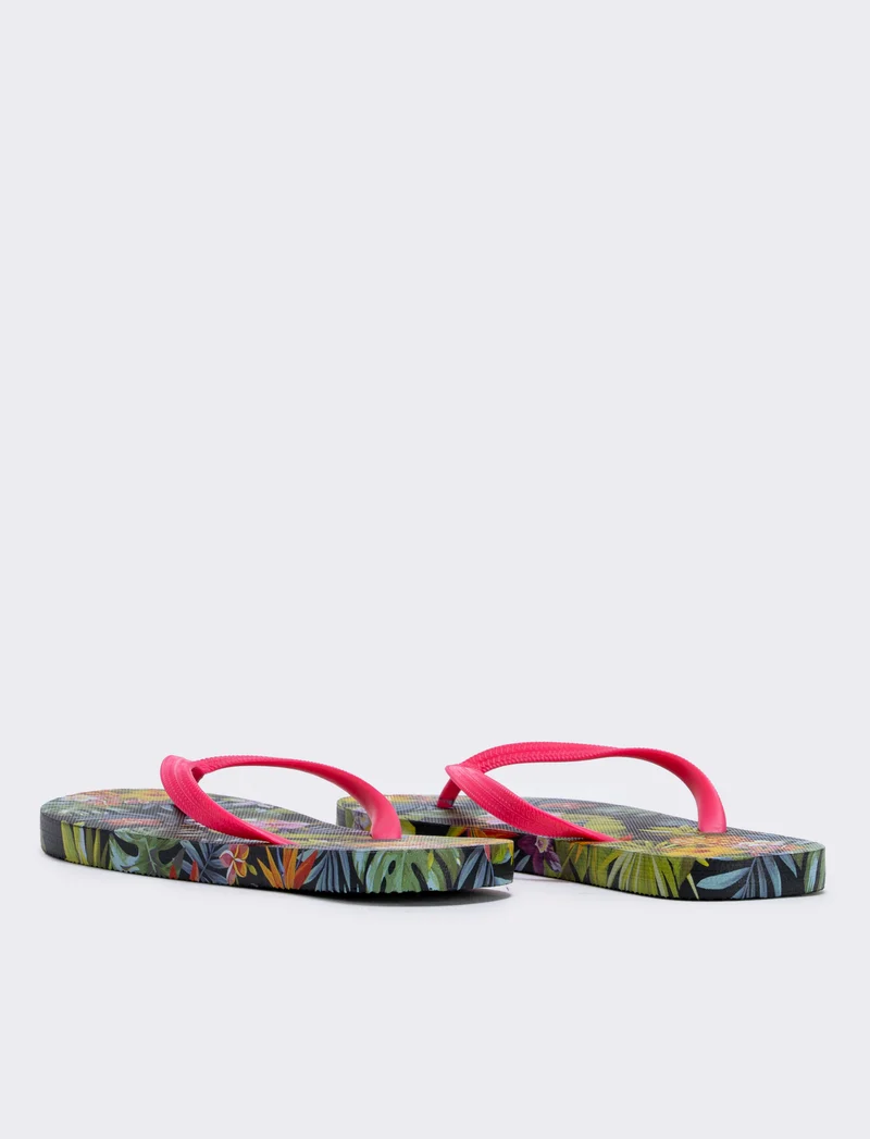 Infradito con stampa esotica - Fuxia