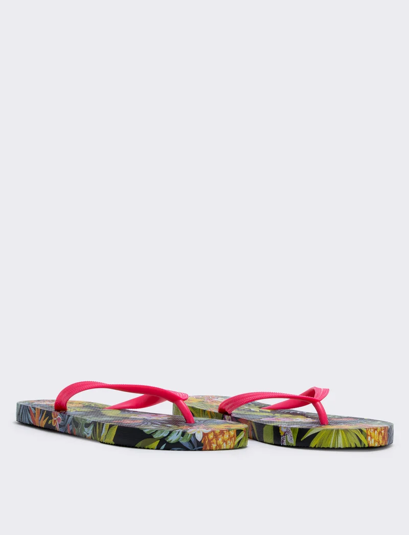 Infradito con stampa esotica - Fuxia