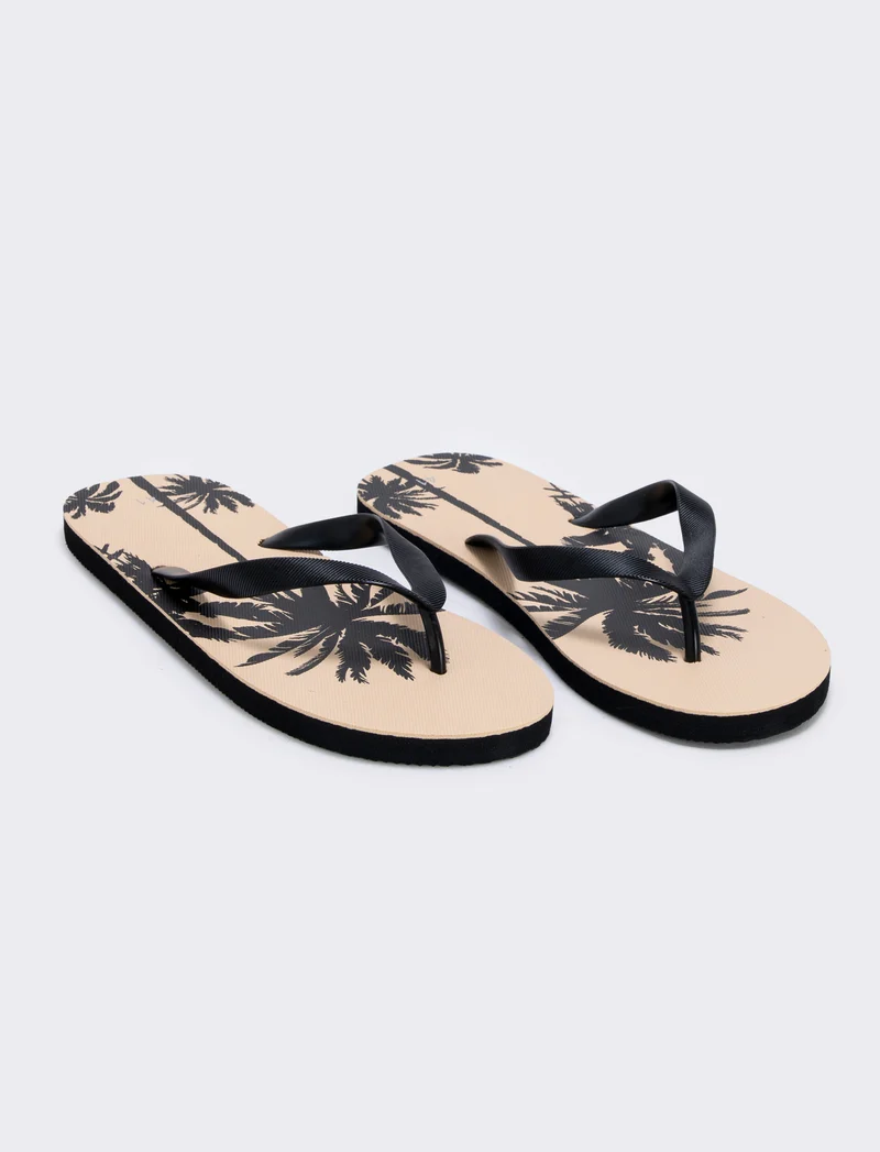 Infradito da uomo con palme in PVC - Nero