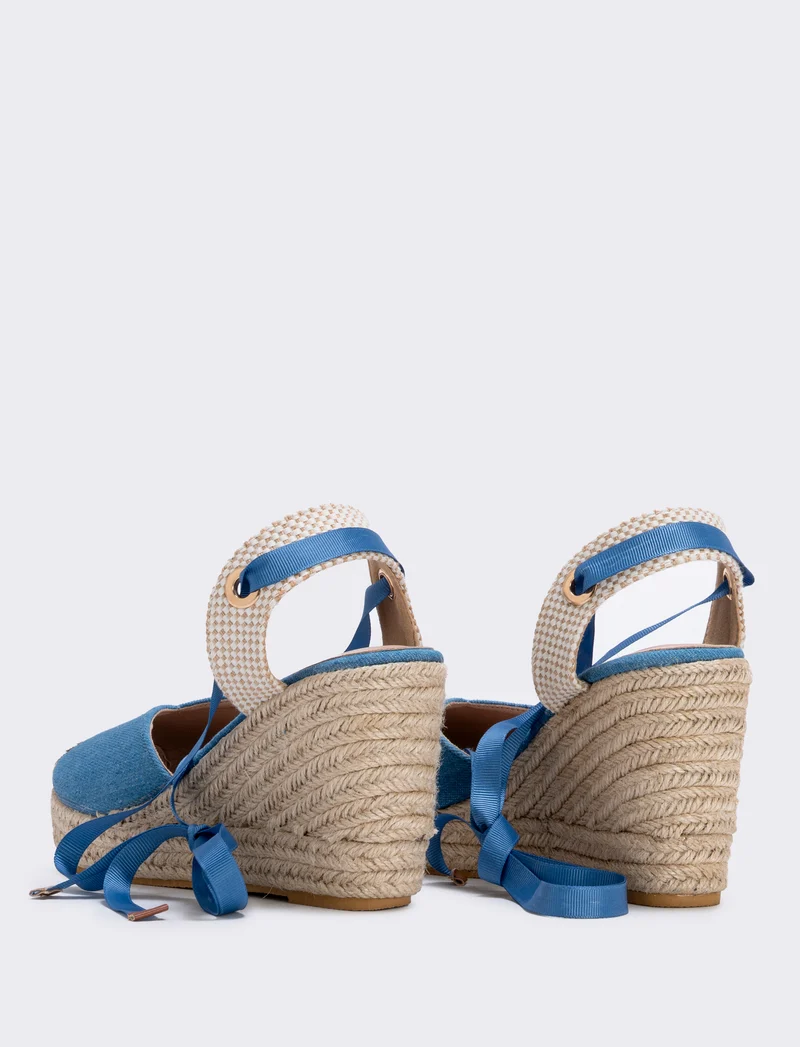 Espadrillas in denim con zeppa 90 mm - Denim