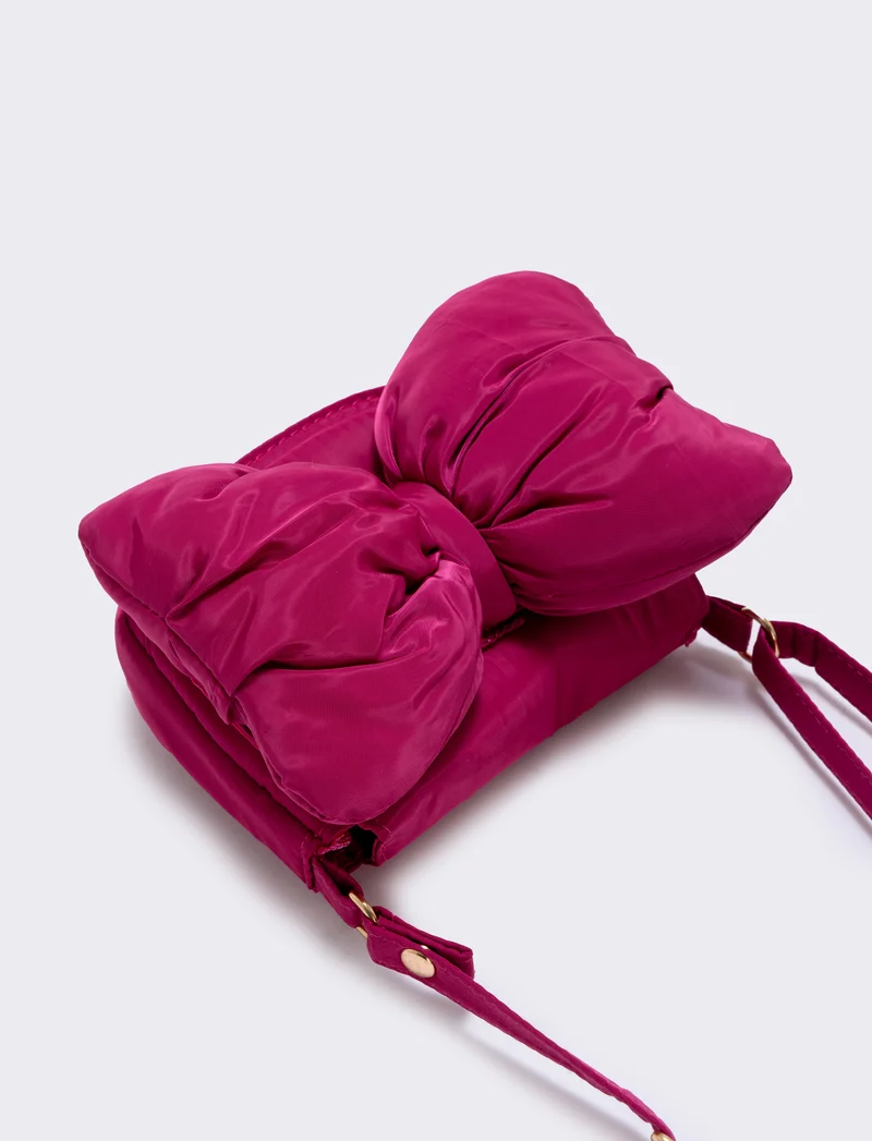Borsetta con fiocco morbido e pattina - Fuxia