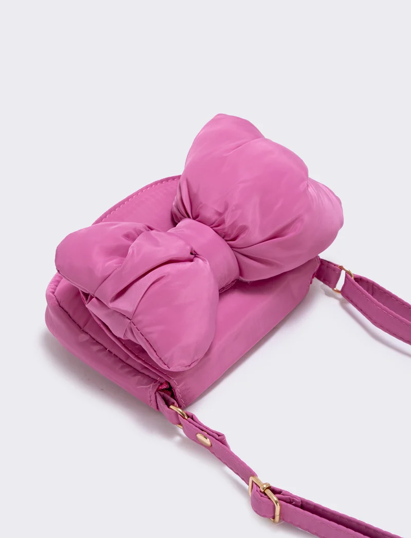 Borsetta con fiocco morbido e pattina - Rosa