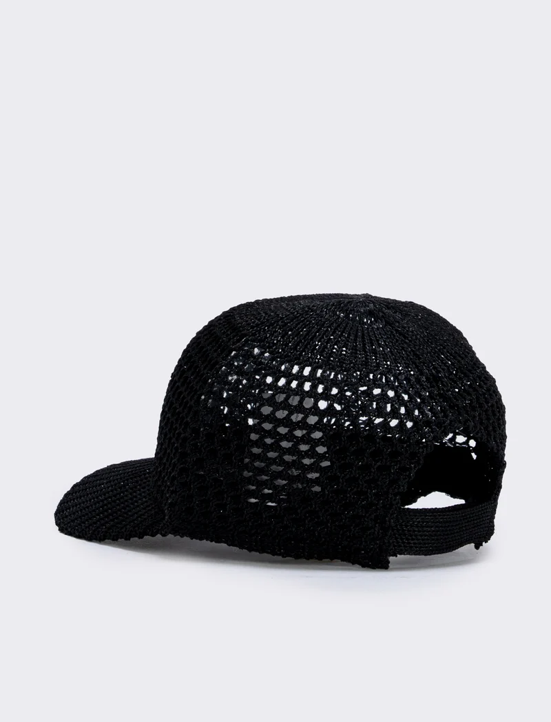 Cappello baseball effetto uncinetto - Nero