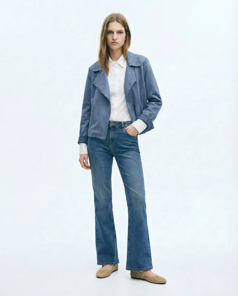 Chiodo in suede elegante - Denim