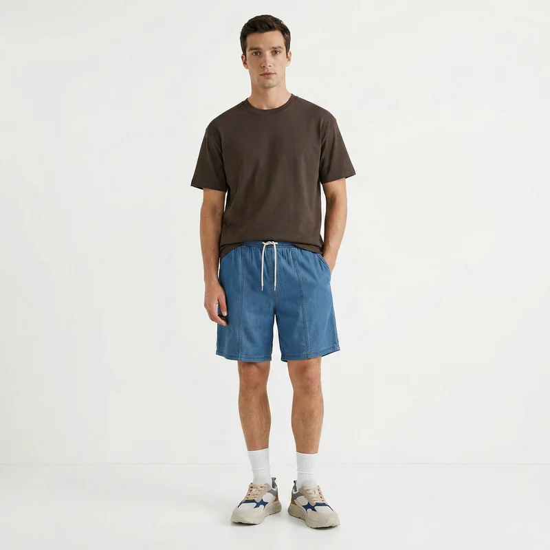 T-shirt girocollo jacquard regular fit - Moro