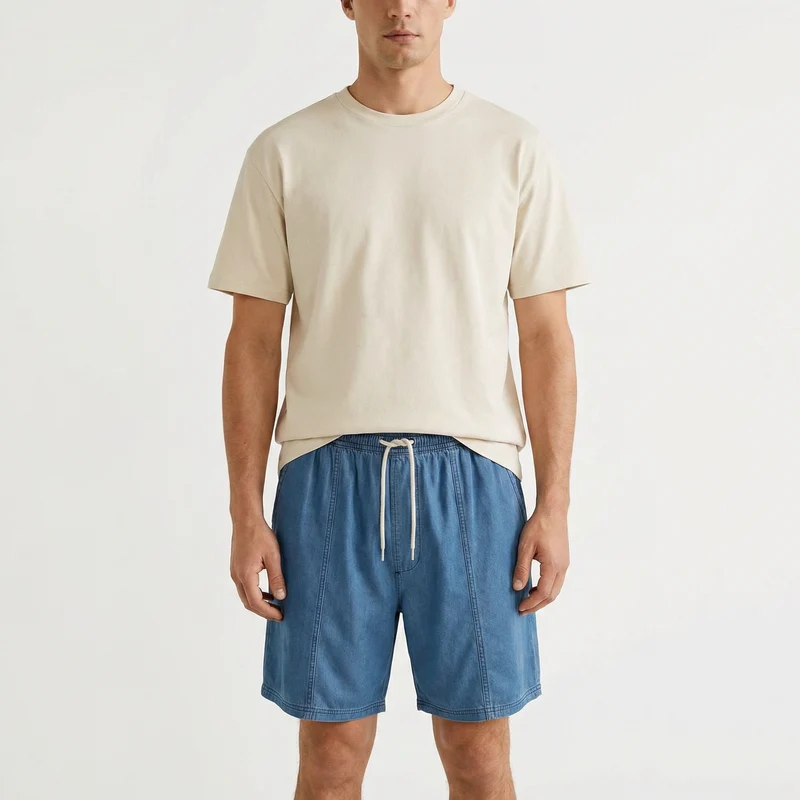 T-shirt girocollo jacquard regular fit - Bianco sporco