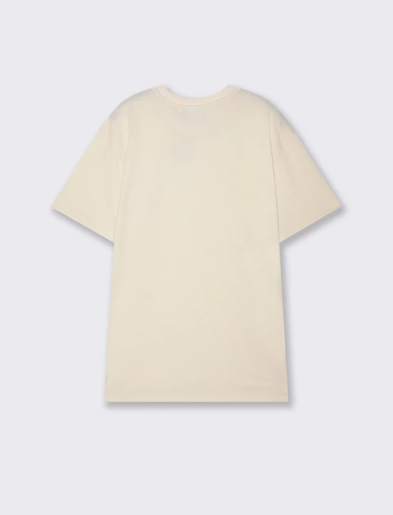 T-shirt girocollo jacquard regular fit - Bianco sporco