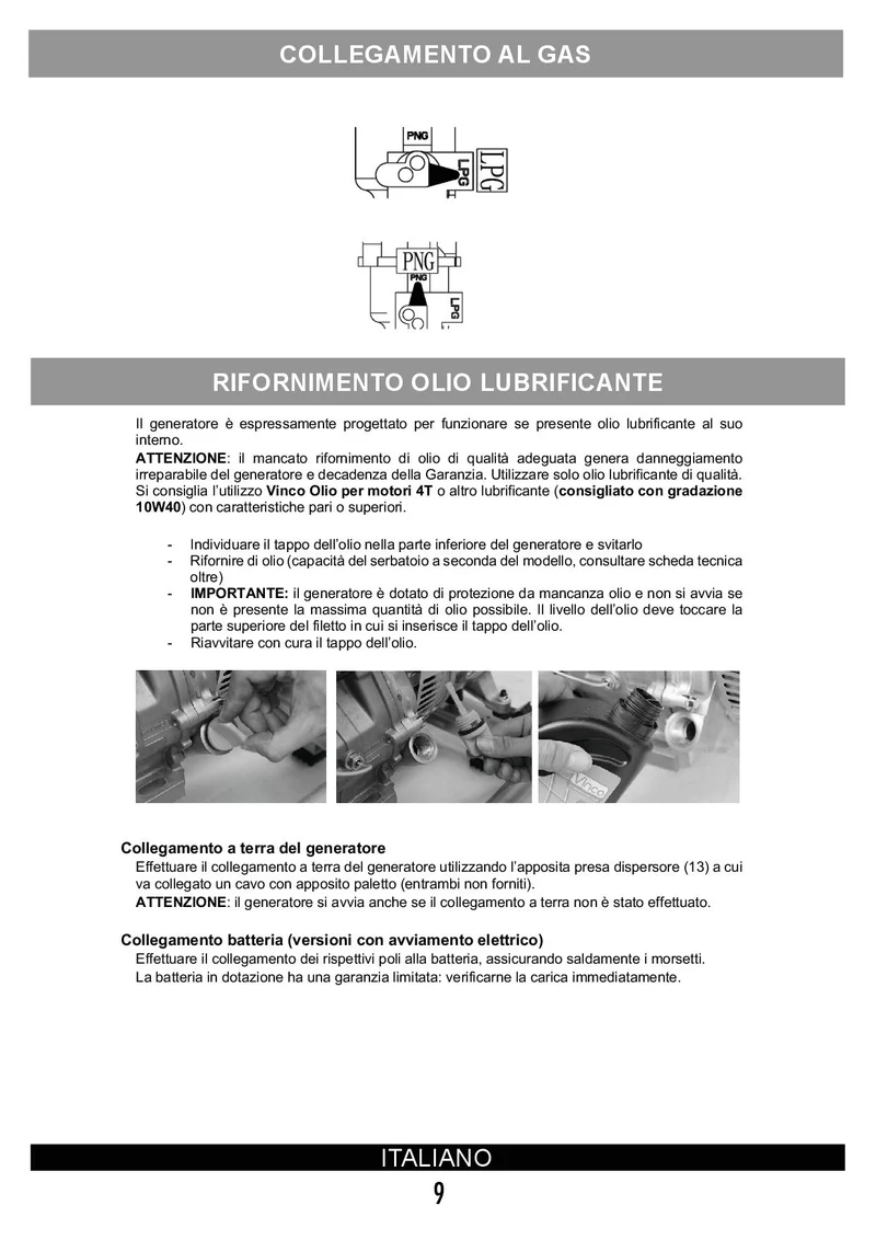 Vinco 60171 - Generatore di corrente, GPL, Benzina, Metano 5,8Kw