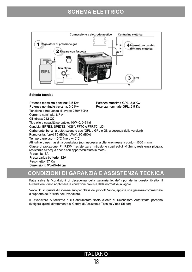 Vinco 60170 - Generatore di corrente - benzina, GPL - metano