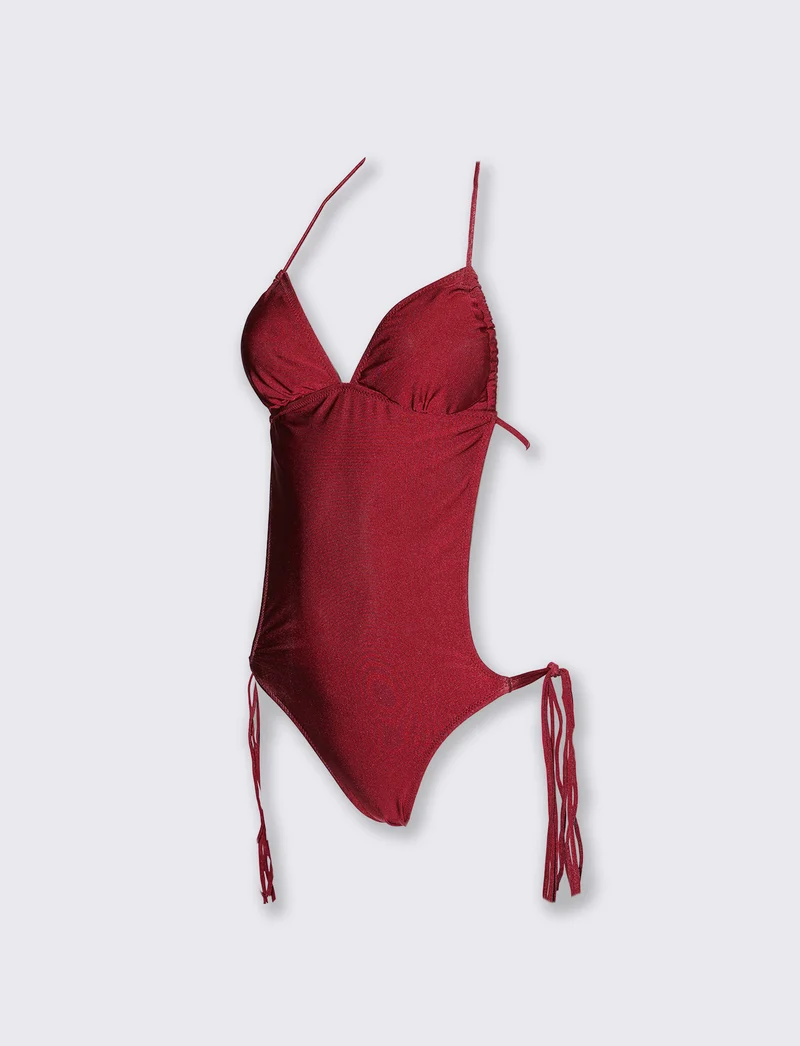 Costume intero con laccetti - Rosso