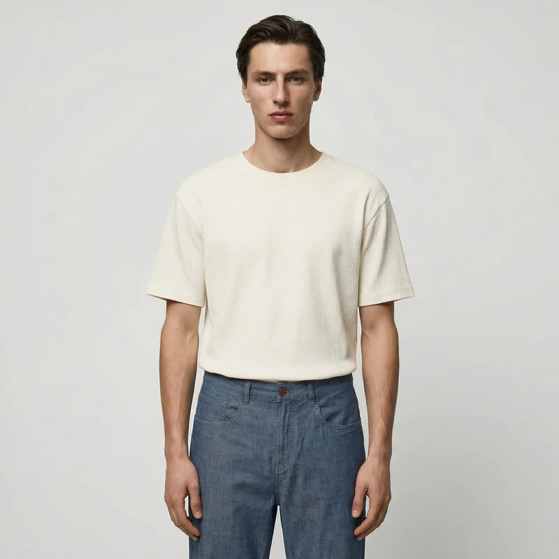 Jeans Leggero Straight Fit Blu Medio - Denim