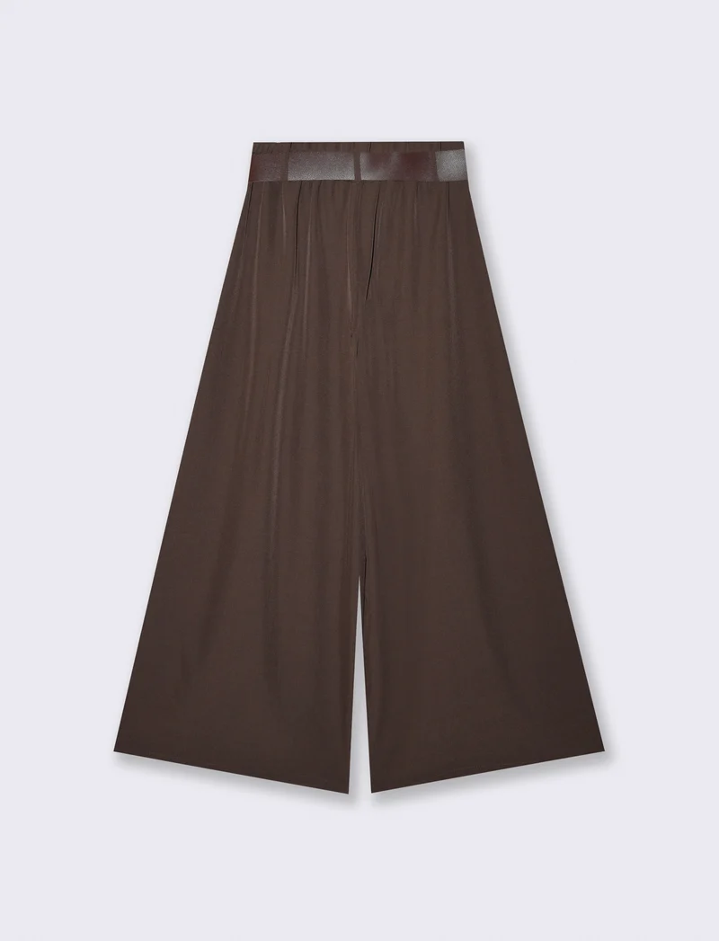 Pantaloni con pieghe e cintura - Moro