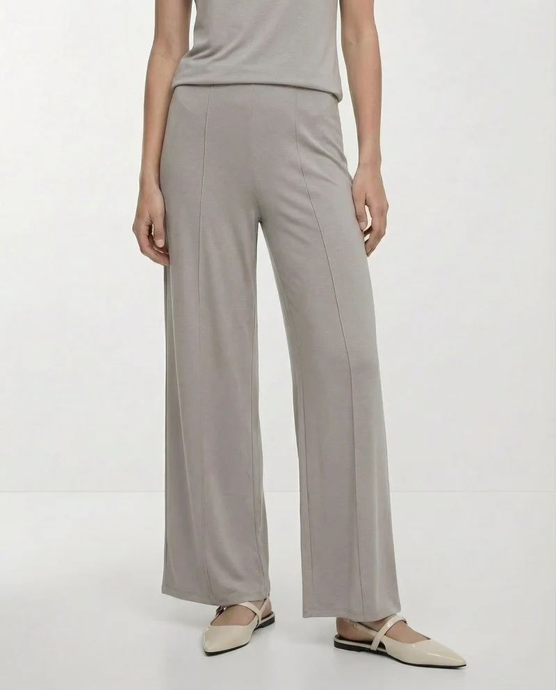 Pantalone Dritto Elastico - Grigio fango