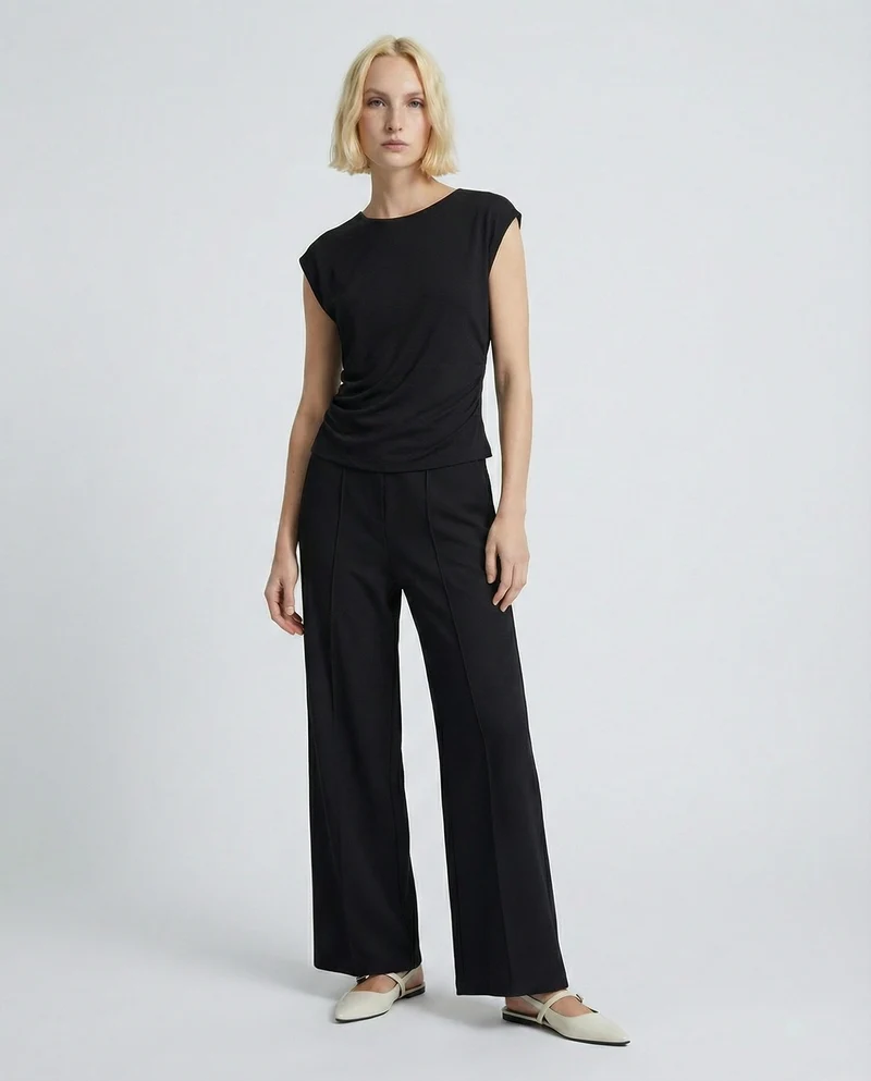 Pantalone Dritto Elastico - Nero