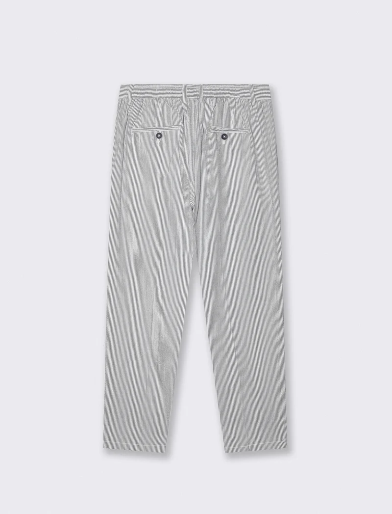 Pantaloni Chino Jogger a Righe Seer Sucker - Blu