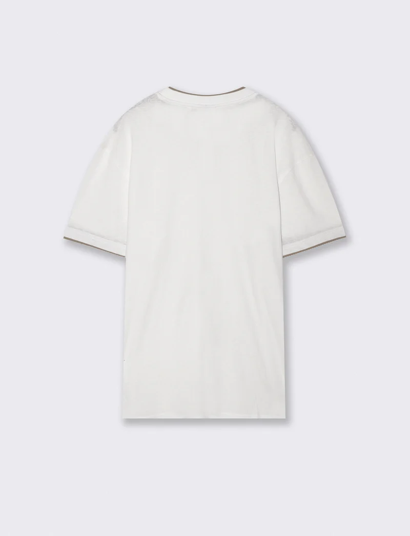 T-shirt Serafino in misto cotone soft touch - Bianco
