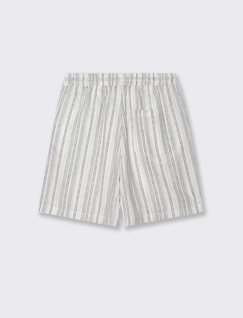 Bermuda Jogger Fantasia a Righe Regular Fit - Bianco