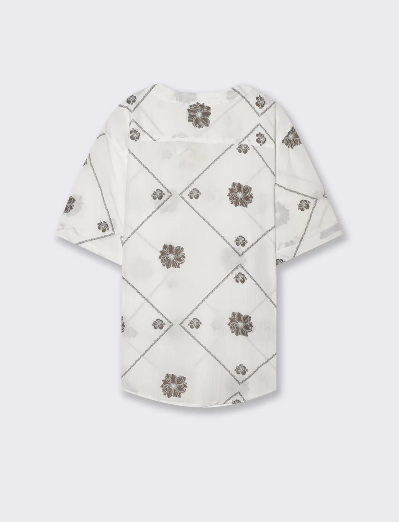 Casacca effetto crepe stampa all over - Bianco