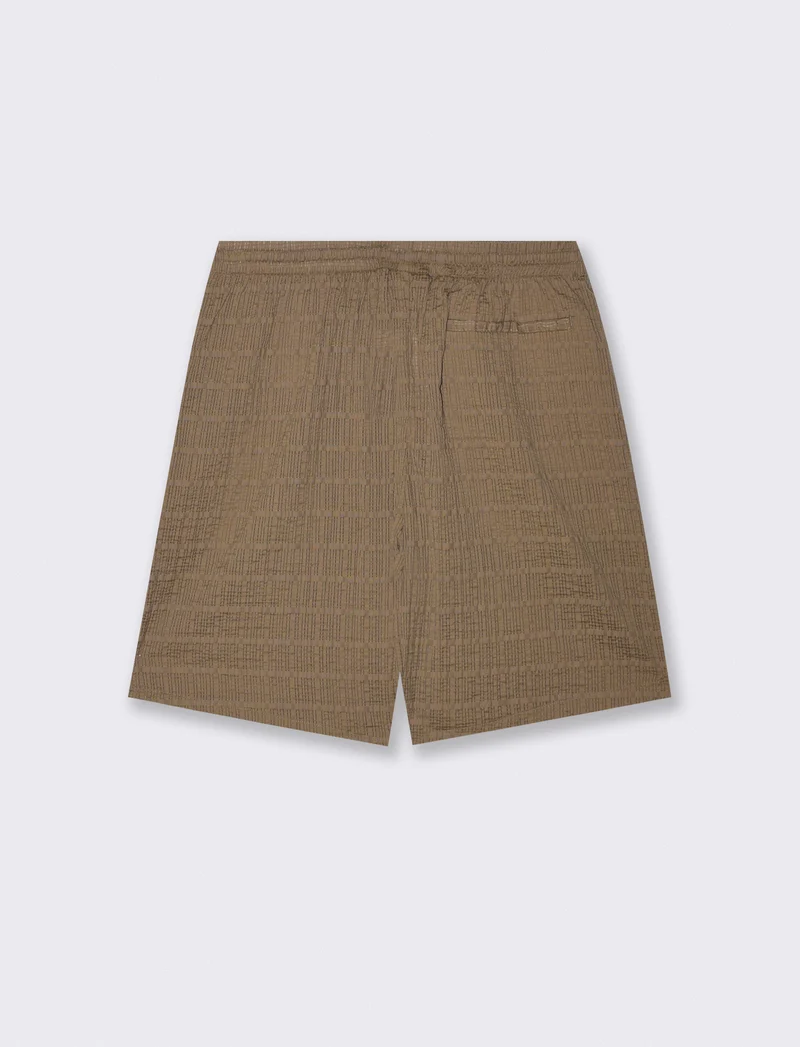 Bermuda Jogger in Tessuto Seer Sucker - Verde kaki