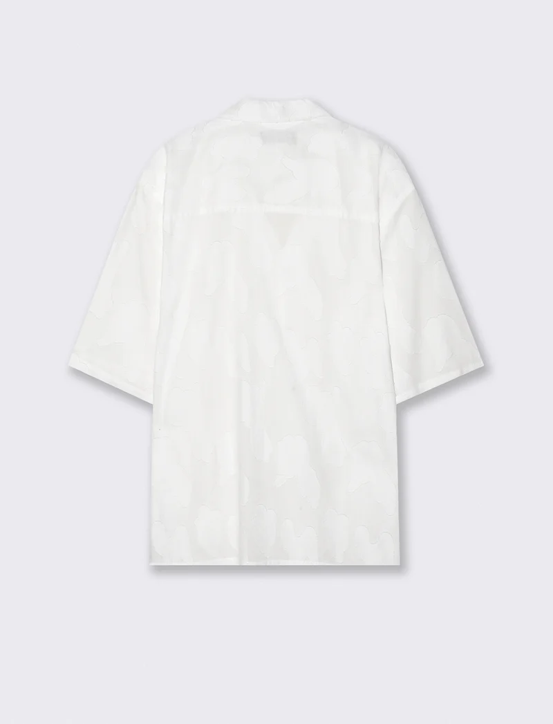 Camicia boxy fit con intarsio astratto - Bianco