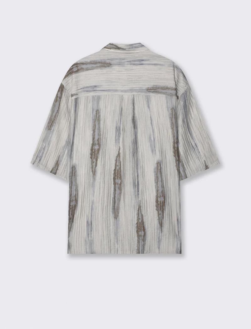 Camicia plissettata con stampa astratta - Grigio