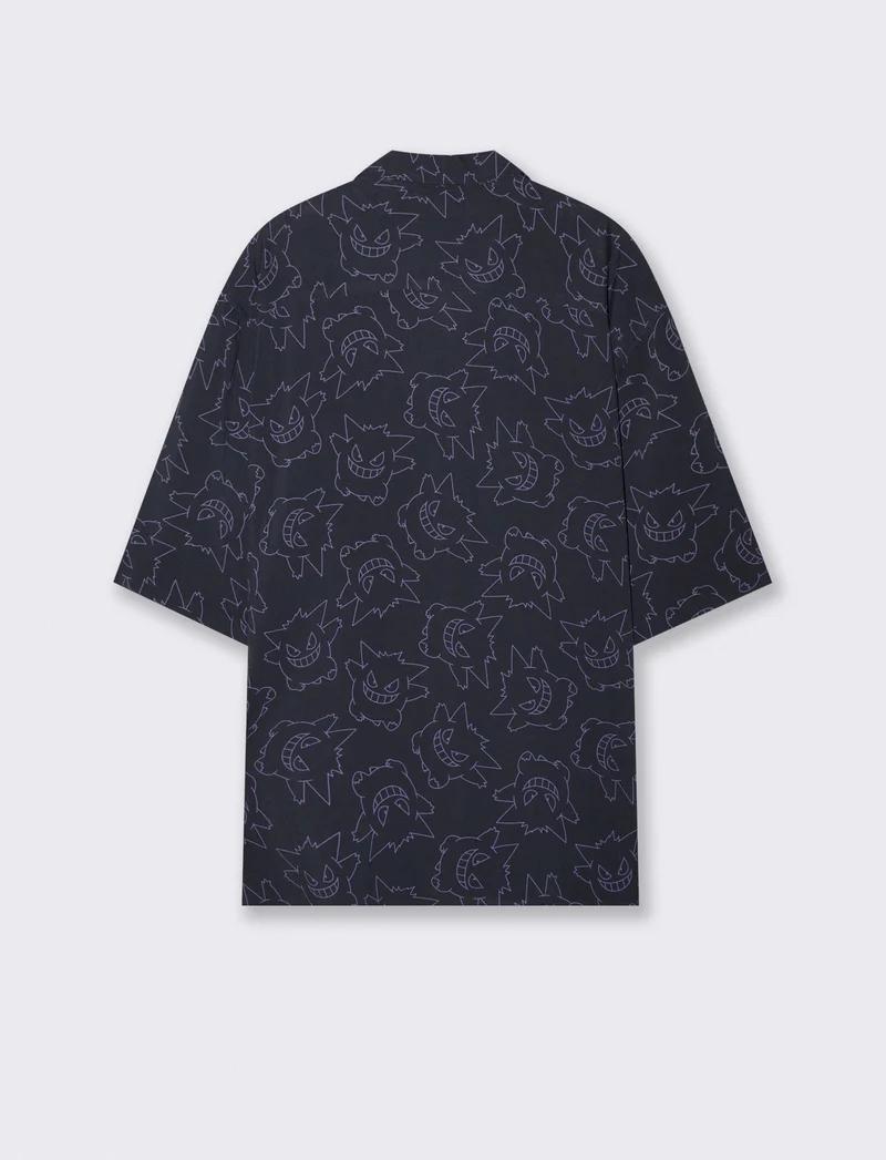 Camicia Boxy Fit con Stampa Pokémon - Nero
