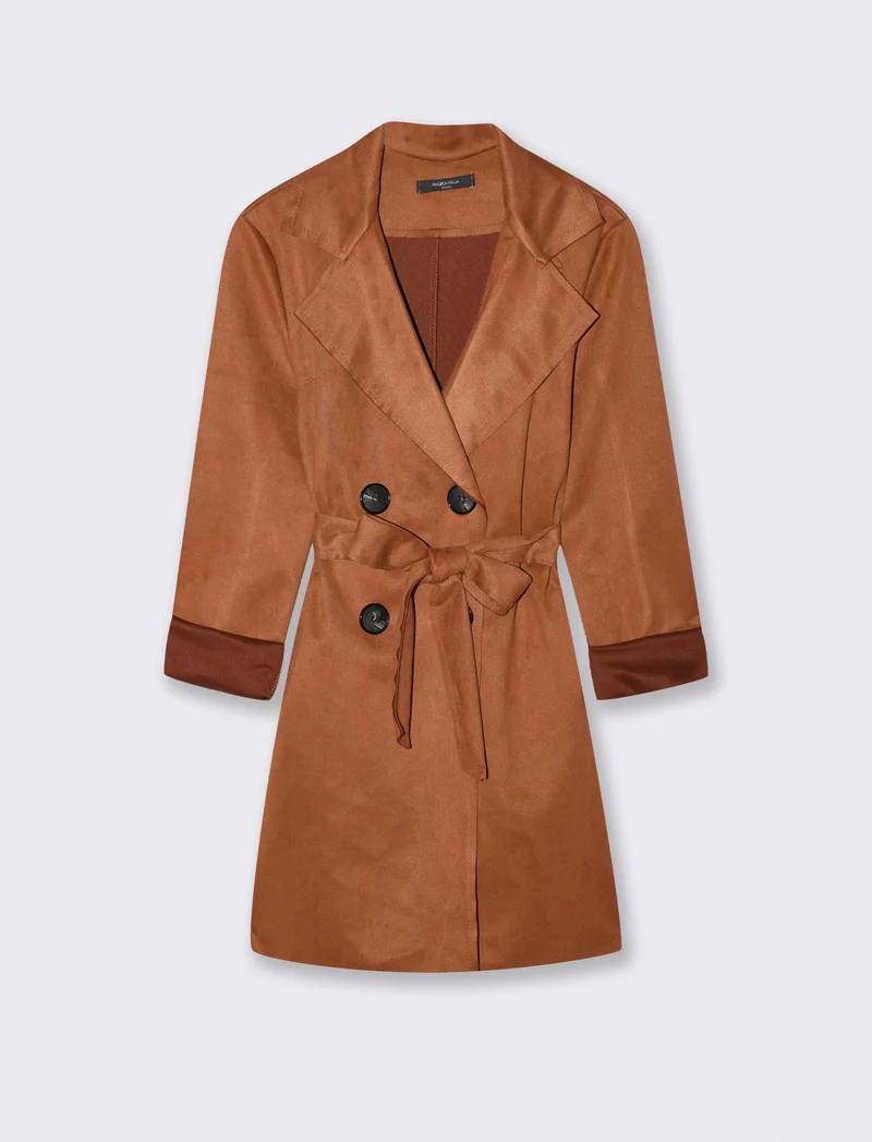 Trench in tessuto suede - Cammello