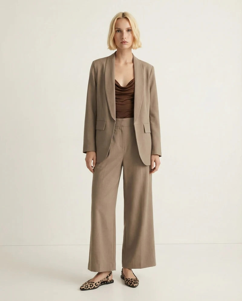 Pantalone over con pieghe ed elastico - Grigio fango