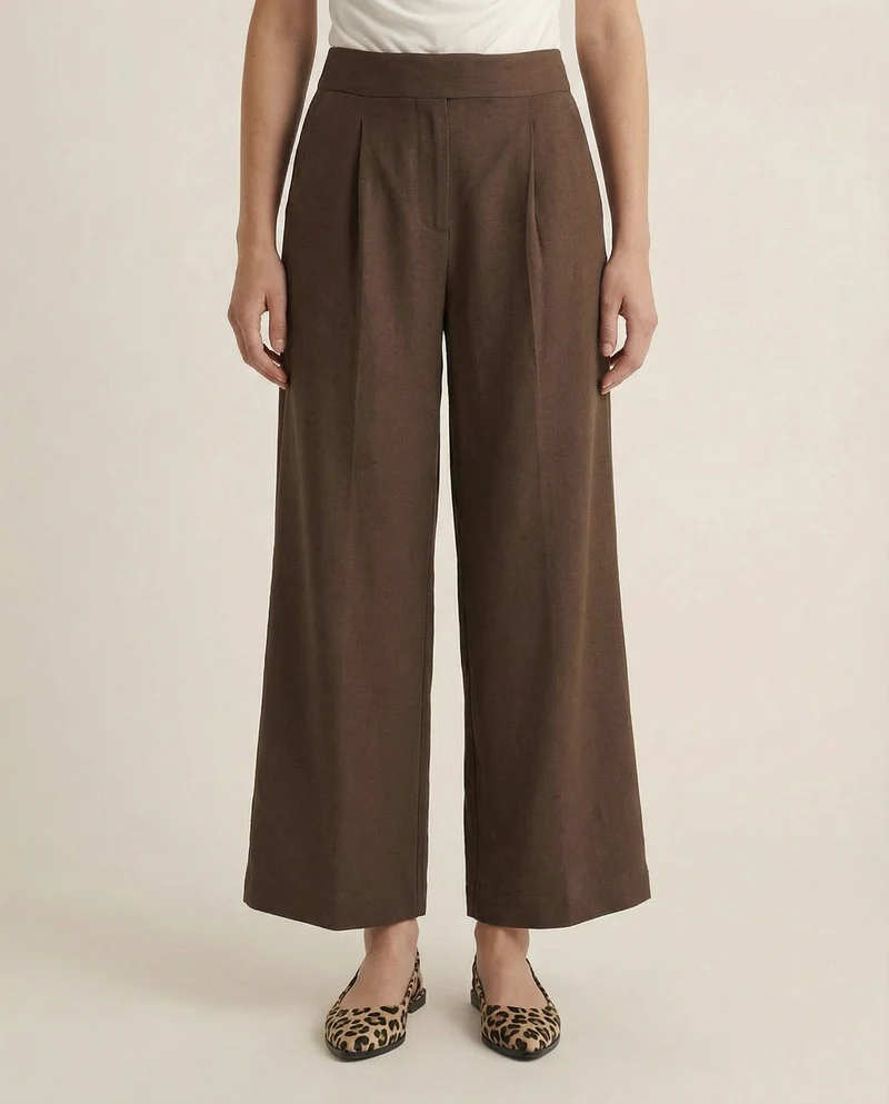 Pantalone over con pieghe ed elastico - Moro