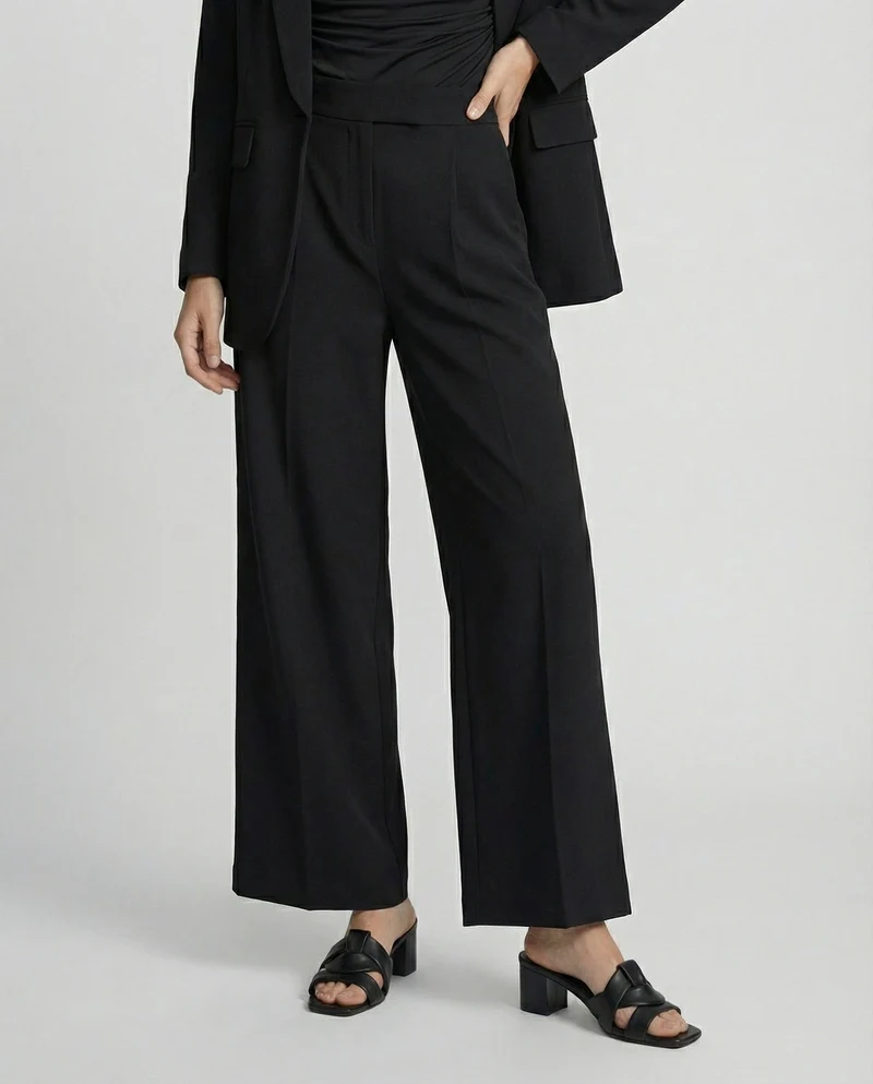 Pantalone over con pieghe ed elastico - Nero