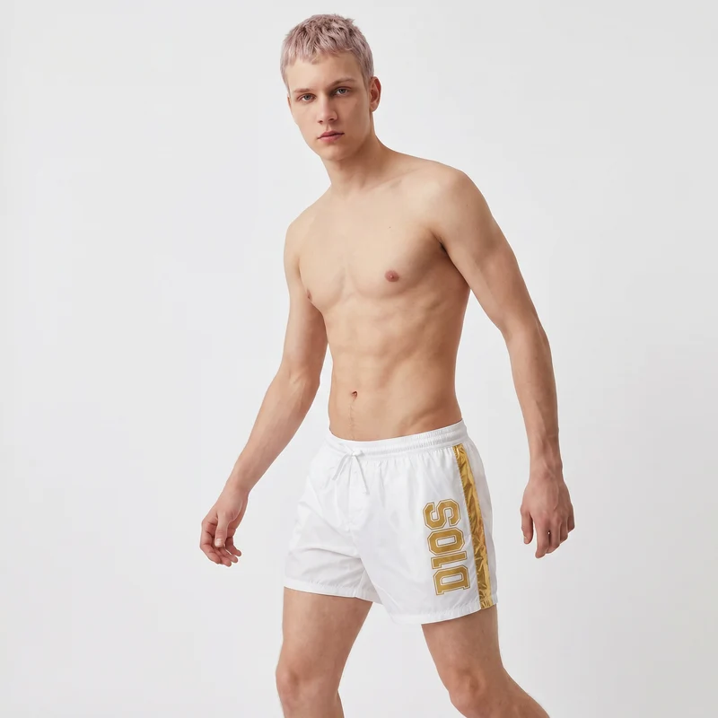 Costume mare D10S con stampa e laccio - Bianco