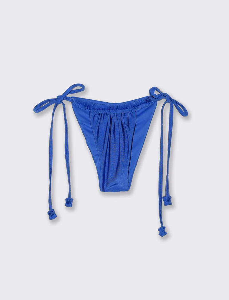 Slip mare arricciato con laccetti - Blu