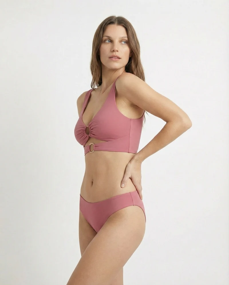 Reggiseno mare top con anelli per donne - Rosa