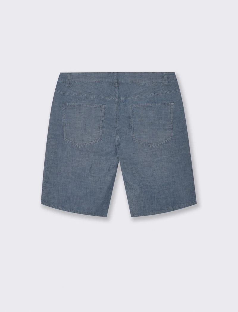 Bermuda Jeans Leggero Straight Fit Blu - Denim