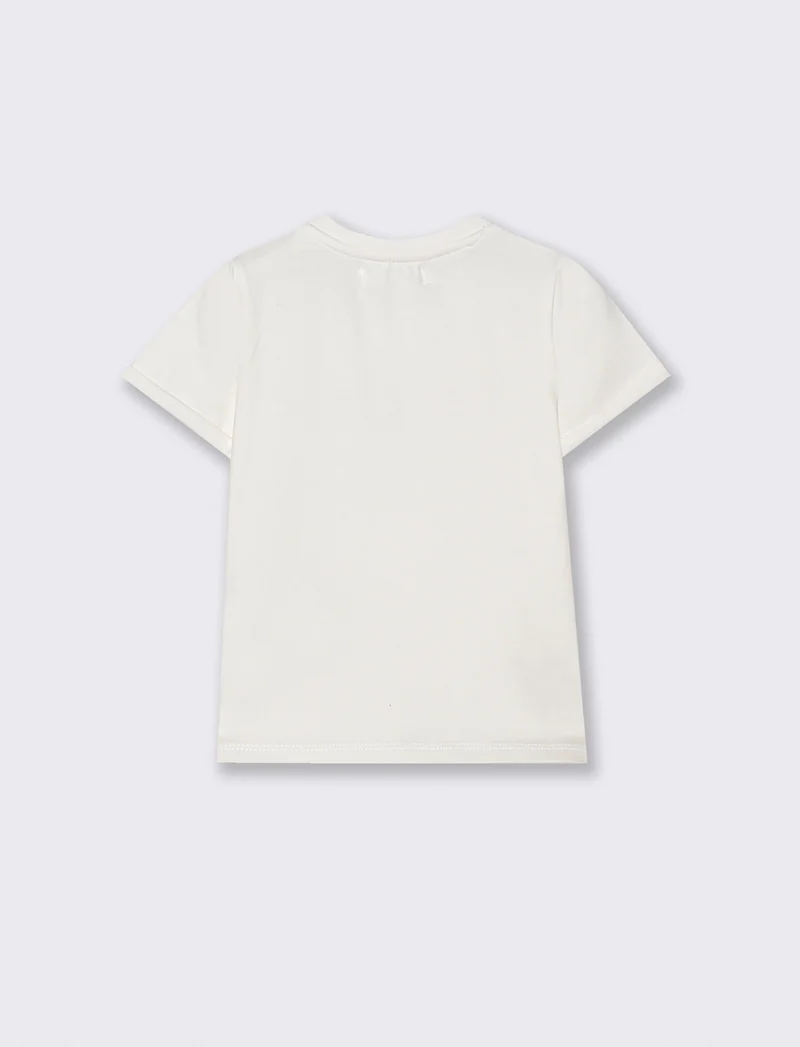 T shirt girocollo effetto degradè con ricamo - Bianco