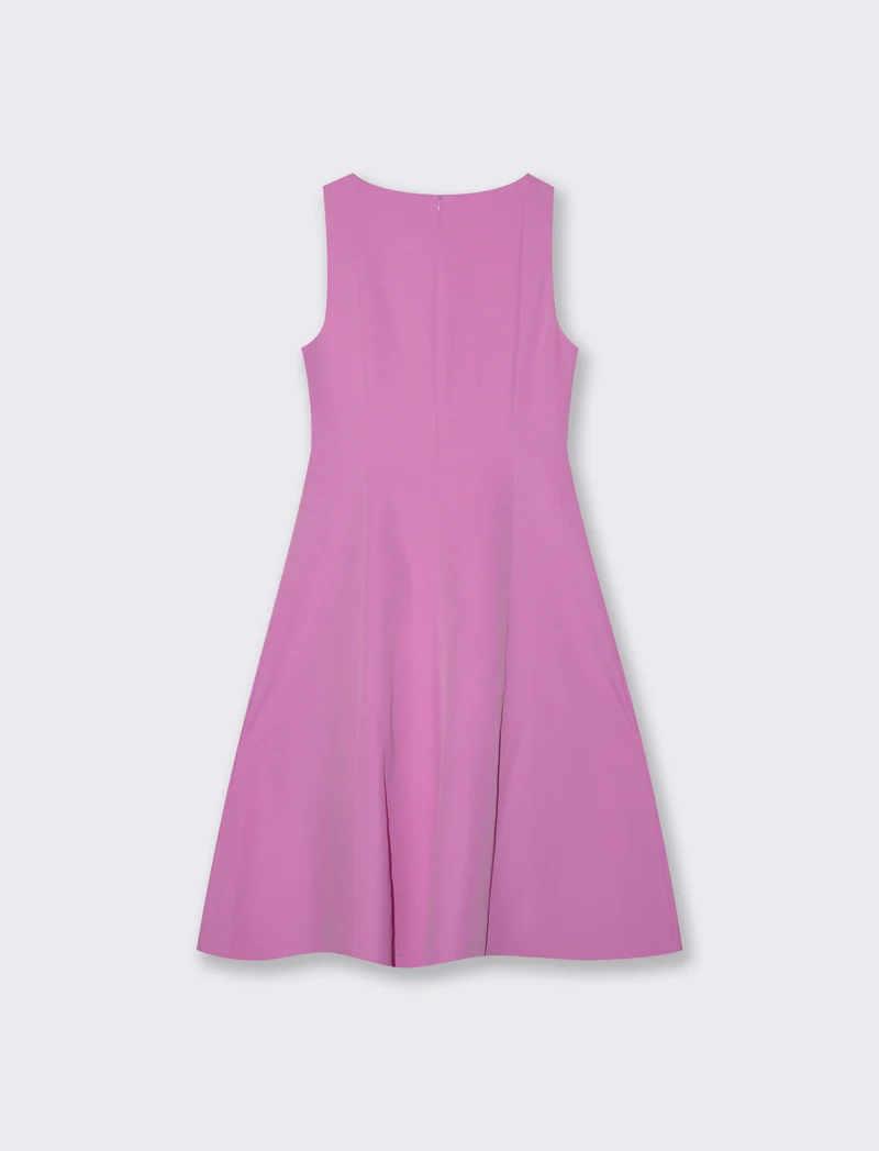 Vestito Midi Smanicato con Scollo Profondo - Viola orchidea