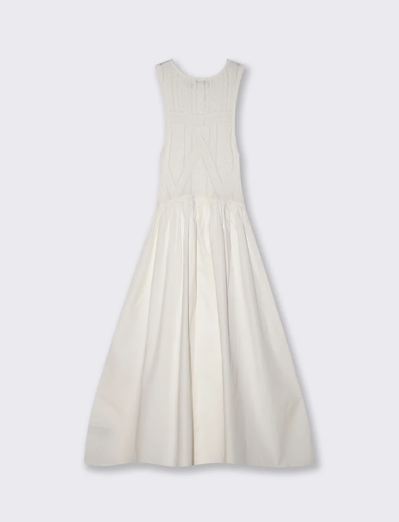 Vestito lungo smanicato con scollo rotondo - Avorio