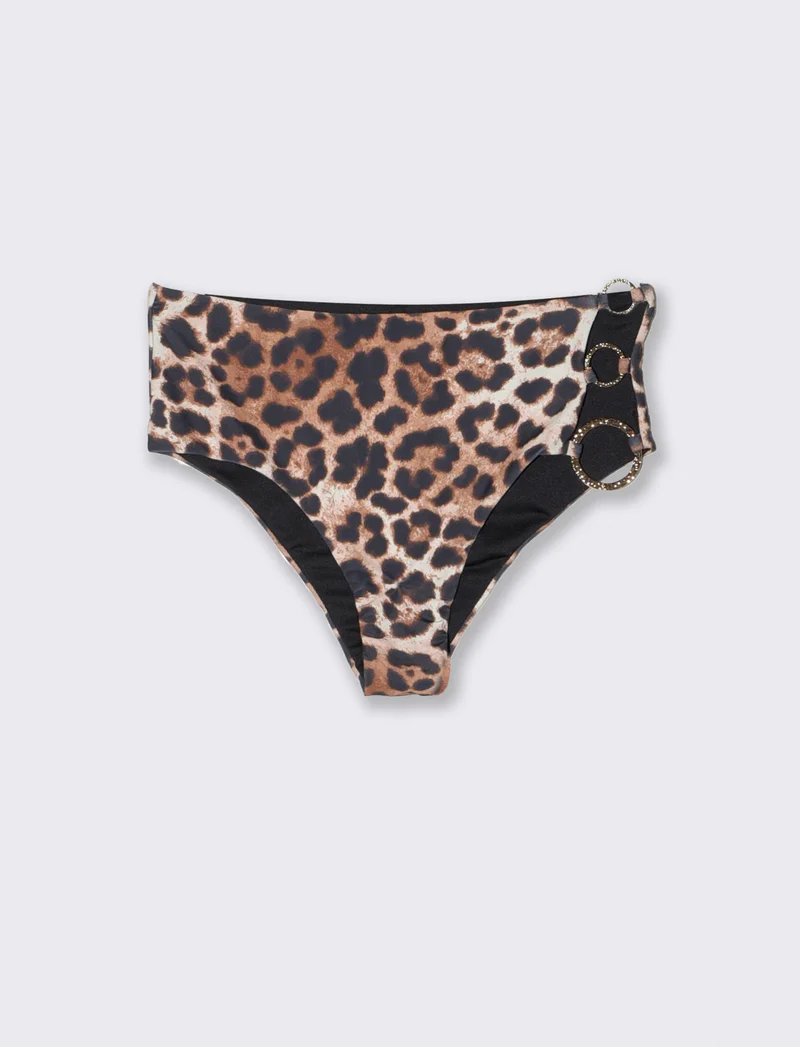 Slip mare a vita alta con anelli - Leopardato