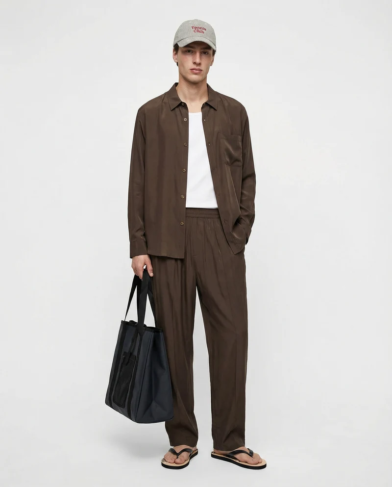 Pantaloni jogger in misto viscosa - Moro