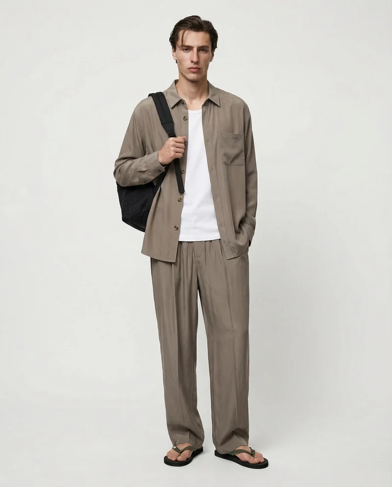 Pantaloni jogger in misto viscosa - Verde salvia
