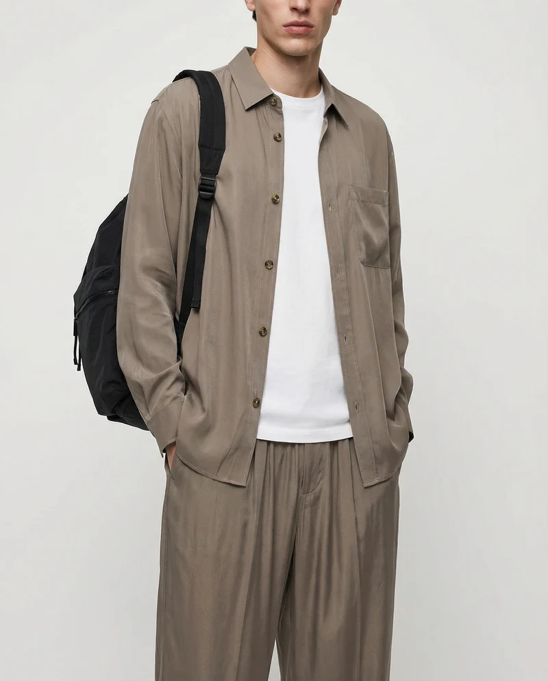 Pantaloni jogger in misto viscosa - Verde salvia