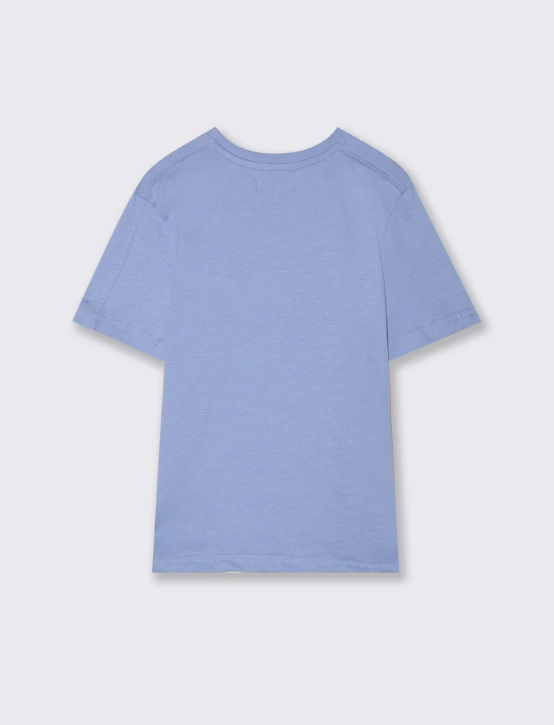 T-shirt fotografica in cotone estivo - Azzurro