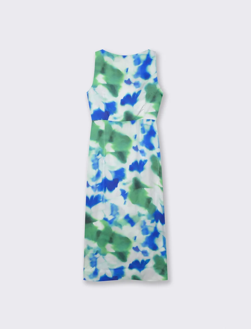 Vestito lungo stampato con drappeggio - var 2
