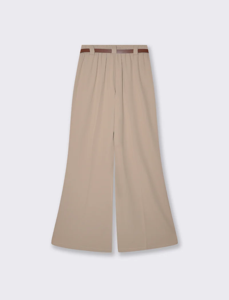 Pantalone dritto con cintura elegante - Beige