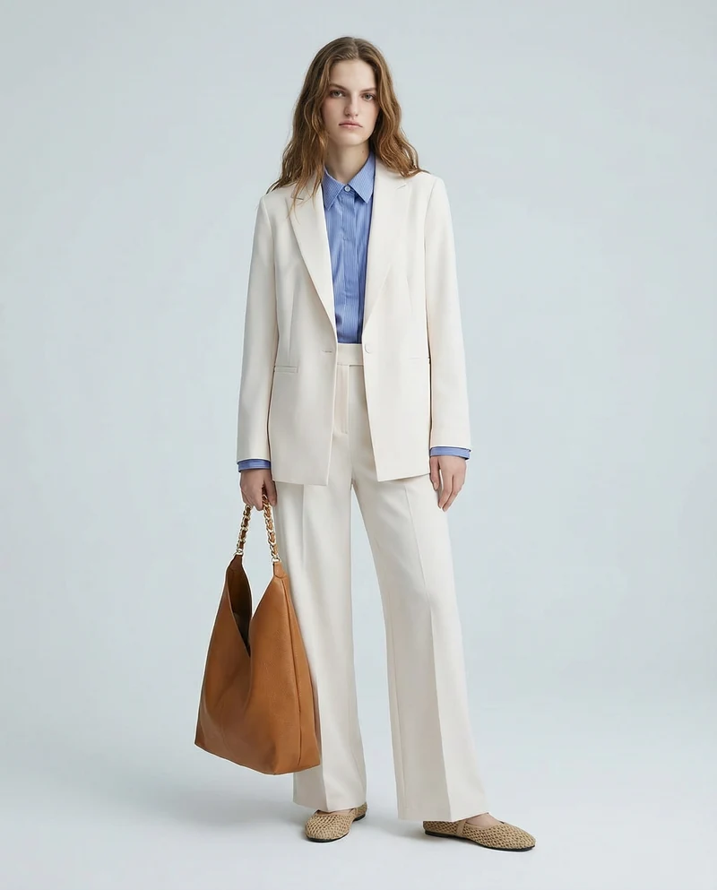 Pantalone Linea Dritta Elegante - Bianco panna