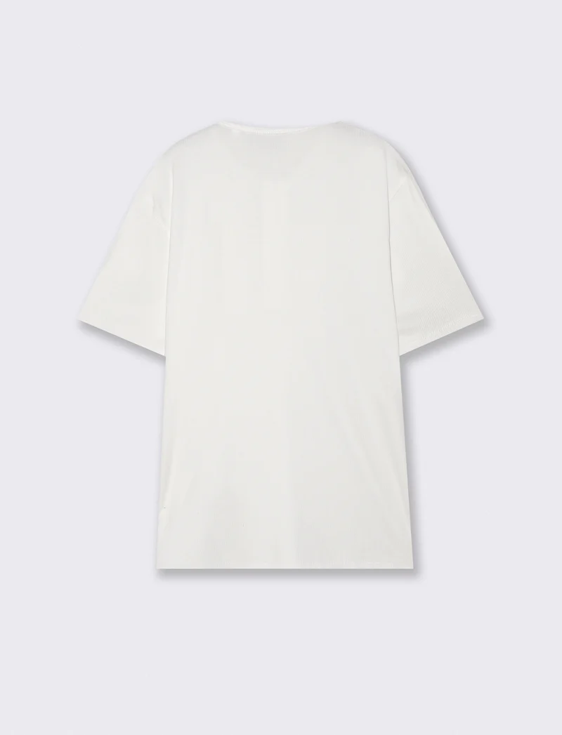 T-shirt Serafino Misto Viscosa Elasticizzata - Bianco
