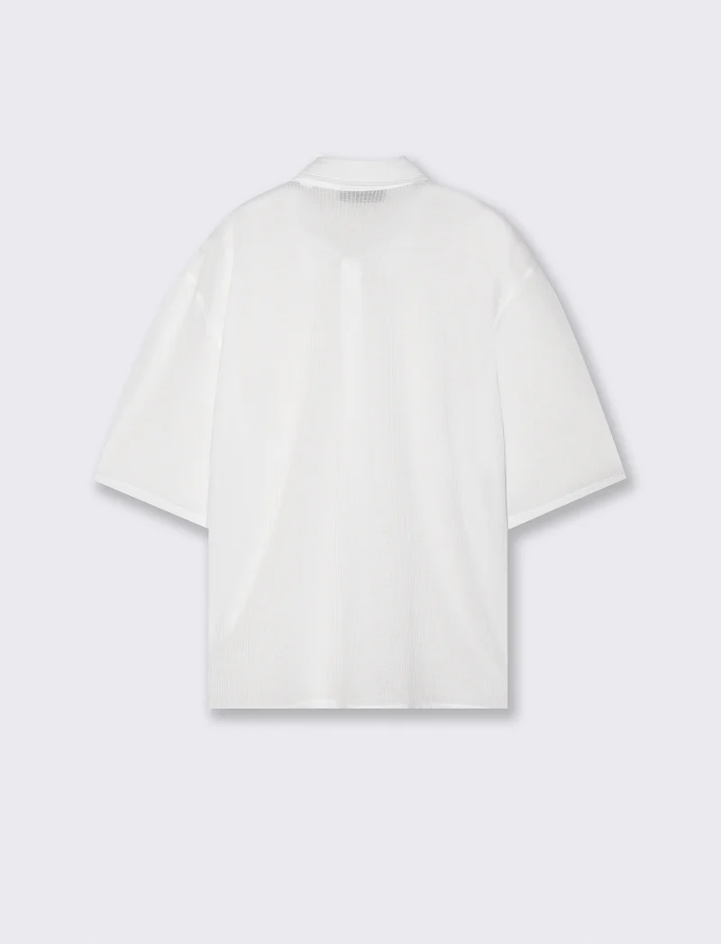 Camicia boxy fit in cotone jacquard - Bianco
