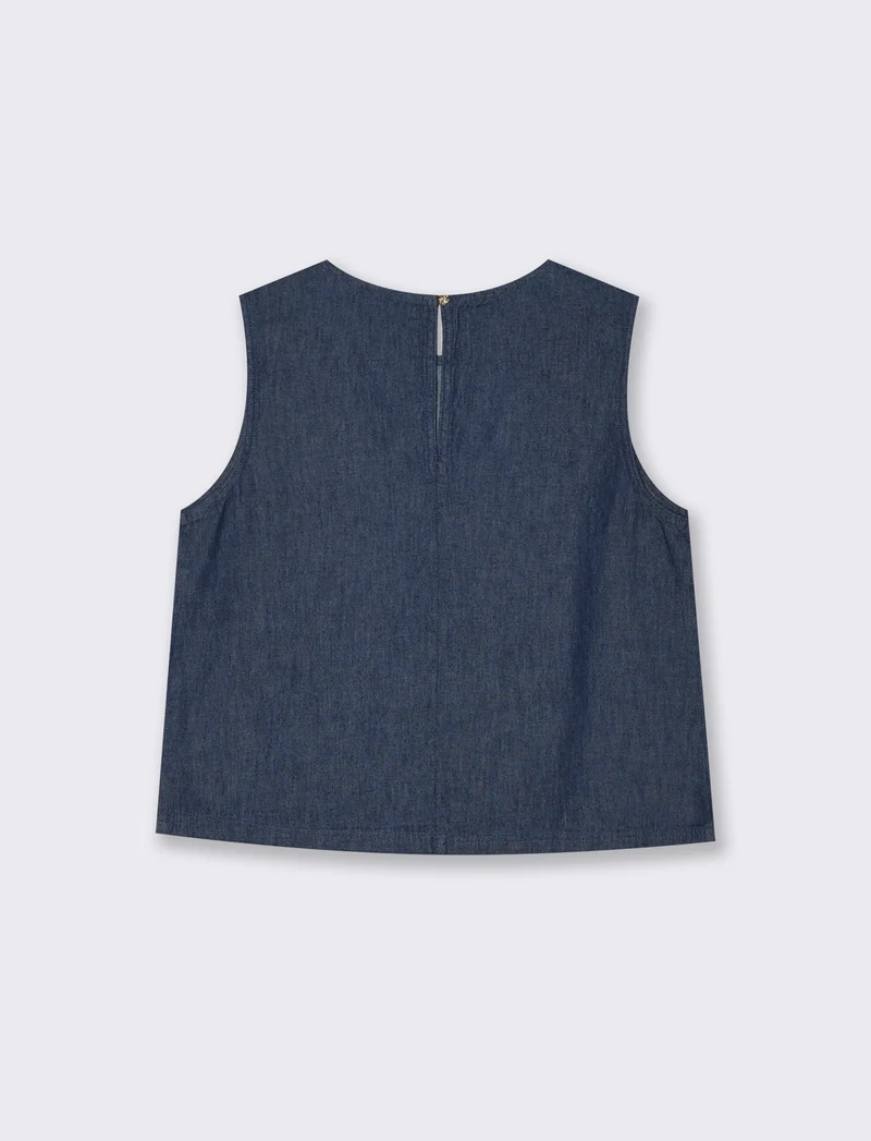 Casacca Smanicata con Chiusura Retro - DENIM SCURO
