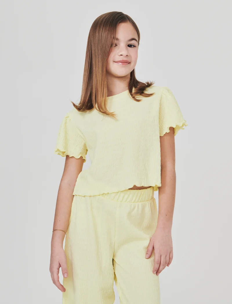 T-shirt over in tessuto goffrato morbido - Giallo